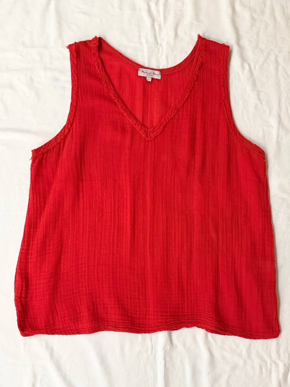 Michael Stars Cotton Gauze Tank Top in Samba Red